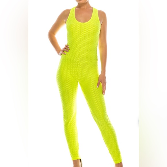 Pants & Jumpsuits Neon Yellow Scrunch Jumpsuit Poshmark